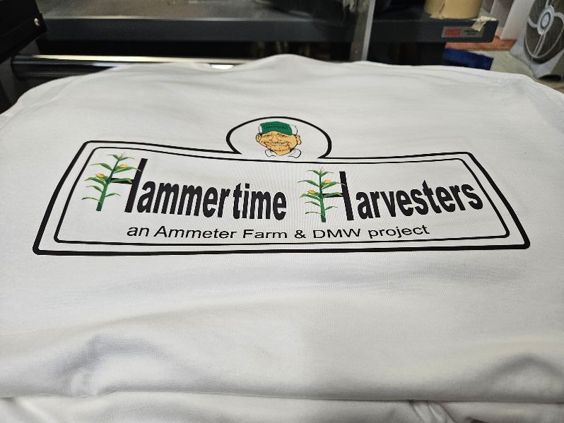 A white shirt that says hammertime harvesters on it