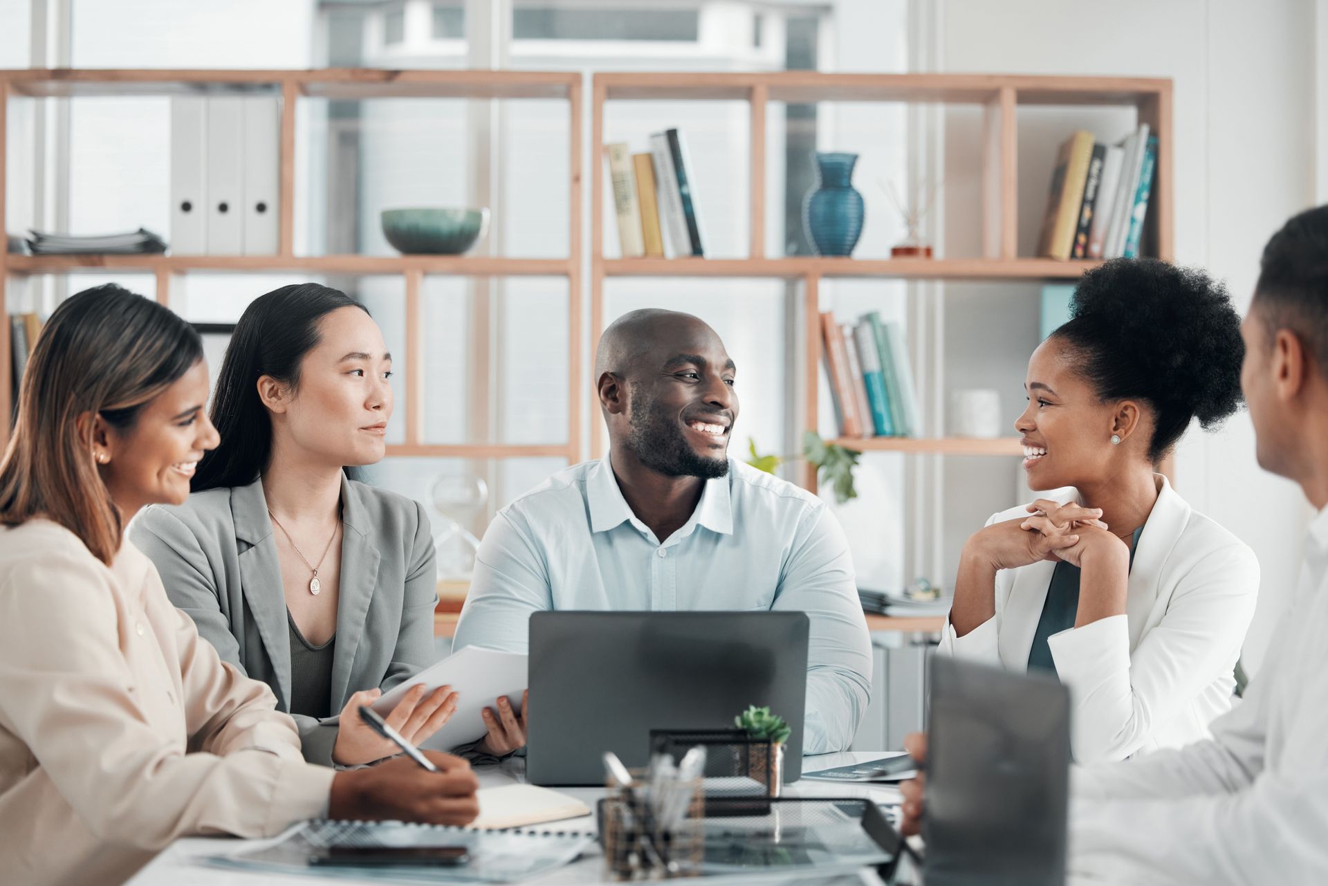 Diverse team at a table