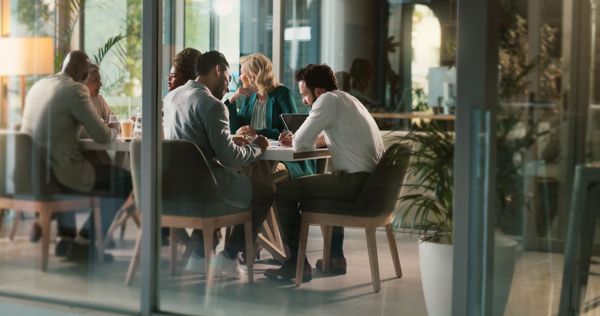 People seated around a table