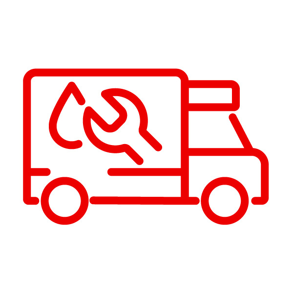 Un camion de livraison rouge avec une clé à l arrière.