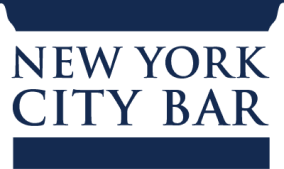 Logo for the New York City Bar in white text on a navy blue background.