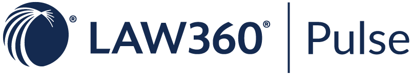 LAW360 Pulse logo with a blue sphere design and text.