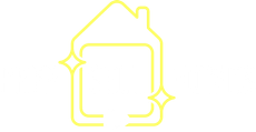 A yellow line drawing of a house with two arrows pointing in opposite directions.
