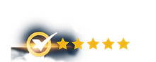 Logo of Reputation-Clinic. A circle with a check mark and four stars on a white background.