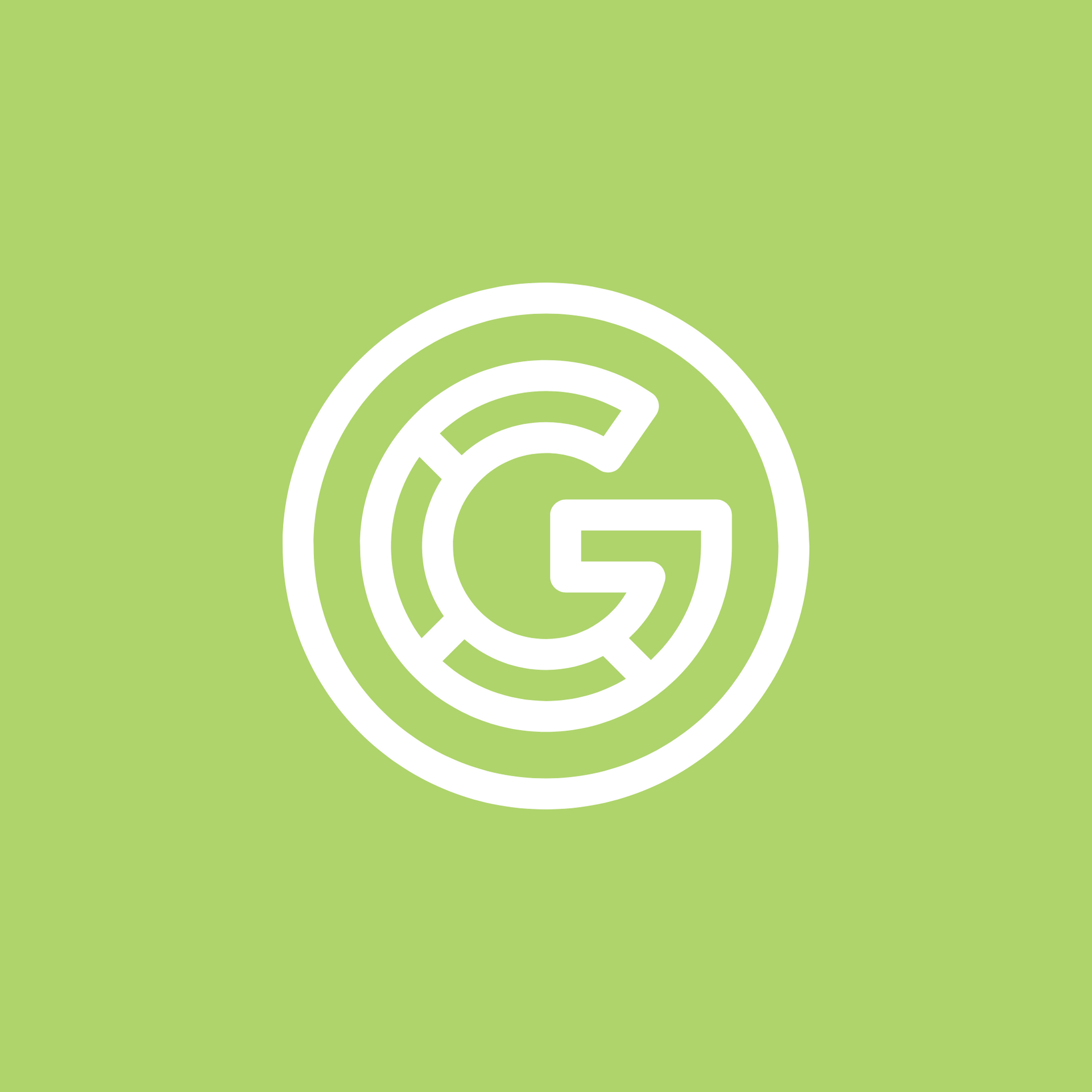 The letter g is in a white circle on a green background.