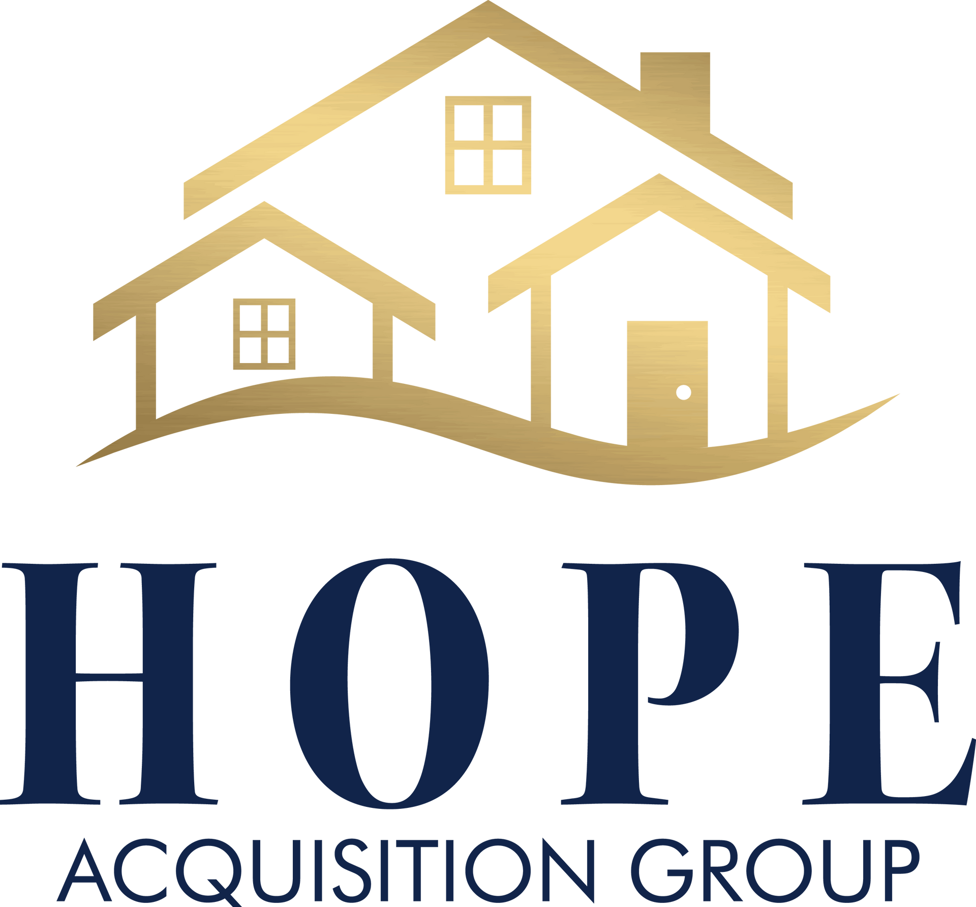 The logo for hope acquisition group shows a house with two windows and a door.
