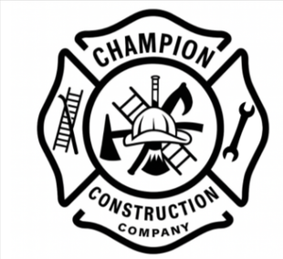 A black and white logo for a construction company.