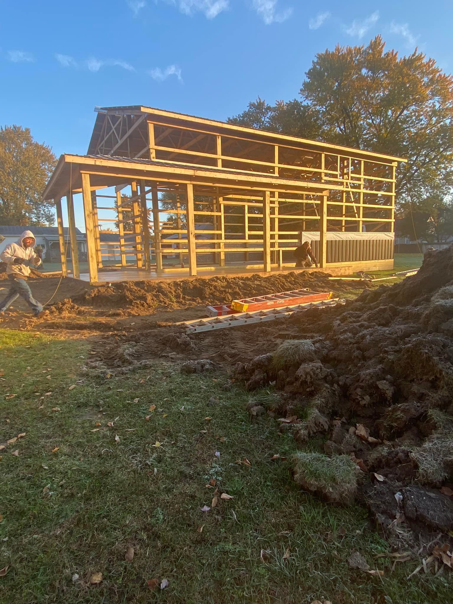 Steel Ridge Buildings Under Construction Side View Two - Akron, IN - O & R Buildings LLC