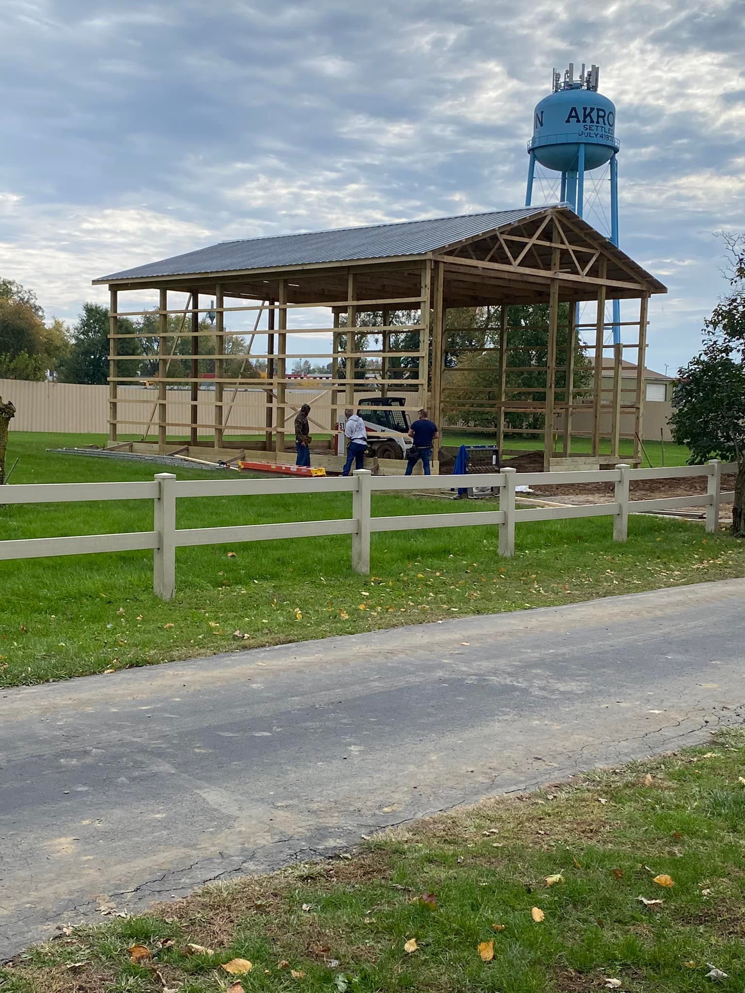 Steel Ridge Buildings Under Construction Side View One - Akron, IN - O & R Buildings LLC