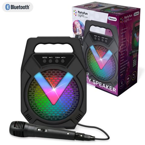 Karaoke Abend Party PA System Bluetooth USB MP3 Verstärker Bass Big Light 