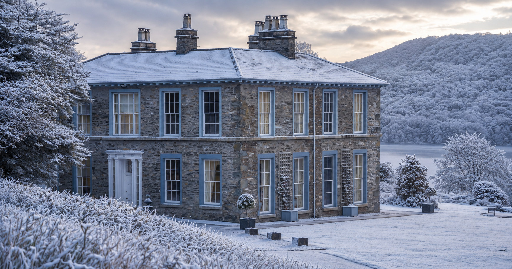 House in snow in Lake District