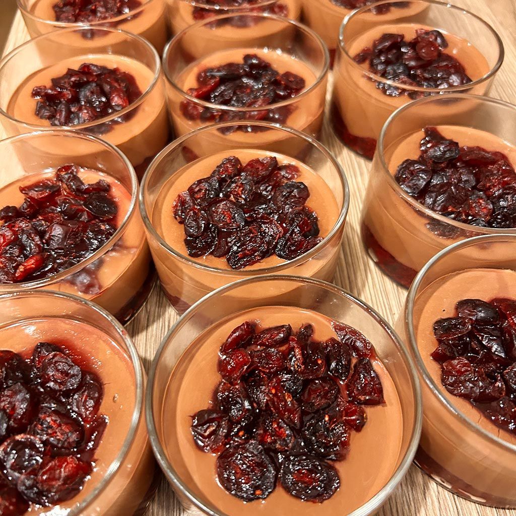 Tofu Chocolate Mousse with Cranberry Layer