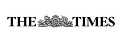 The Times newspaper logo: "THE" and "TIMES" flanking a heraldic crest.