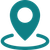 Teal location pin icon with a circular outline.