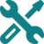 Teal wrench crossed with an upward-pointing arrow, representing tools or settings.