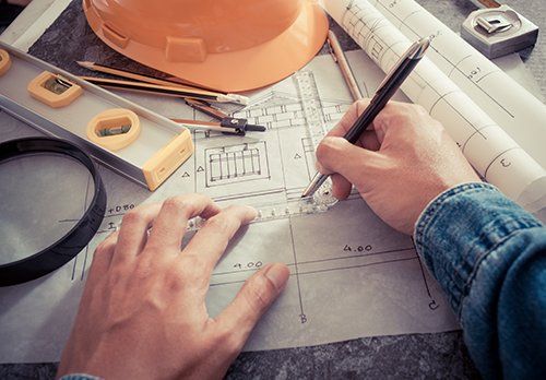 Blueprints of the house being created by professional architect in West Yorkshire