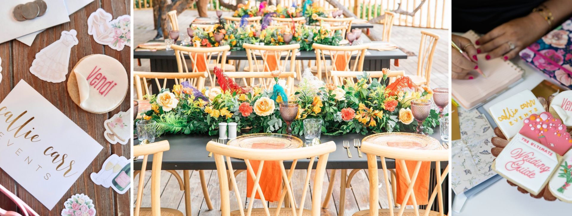 colorful yellow and orange floral centerpieces for event