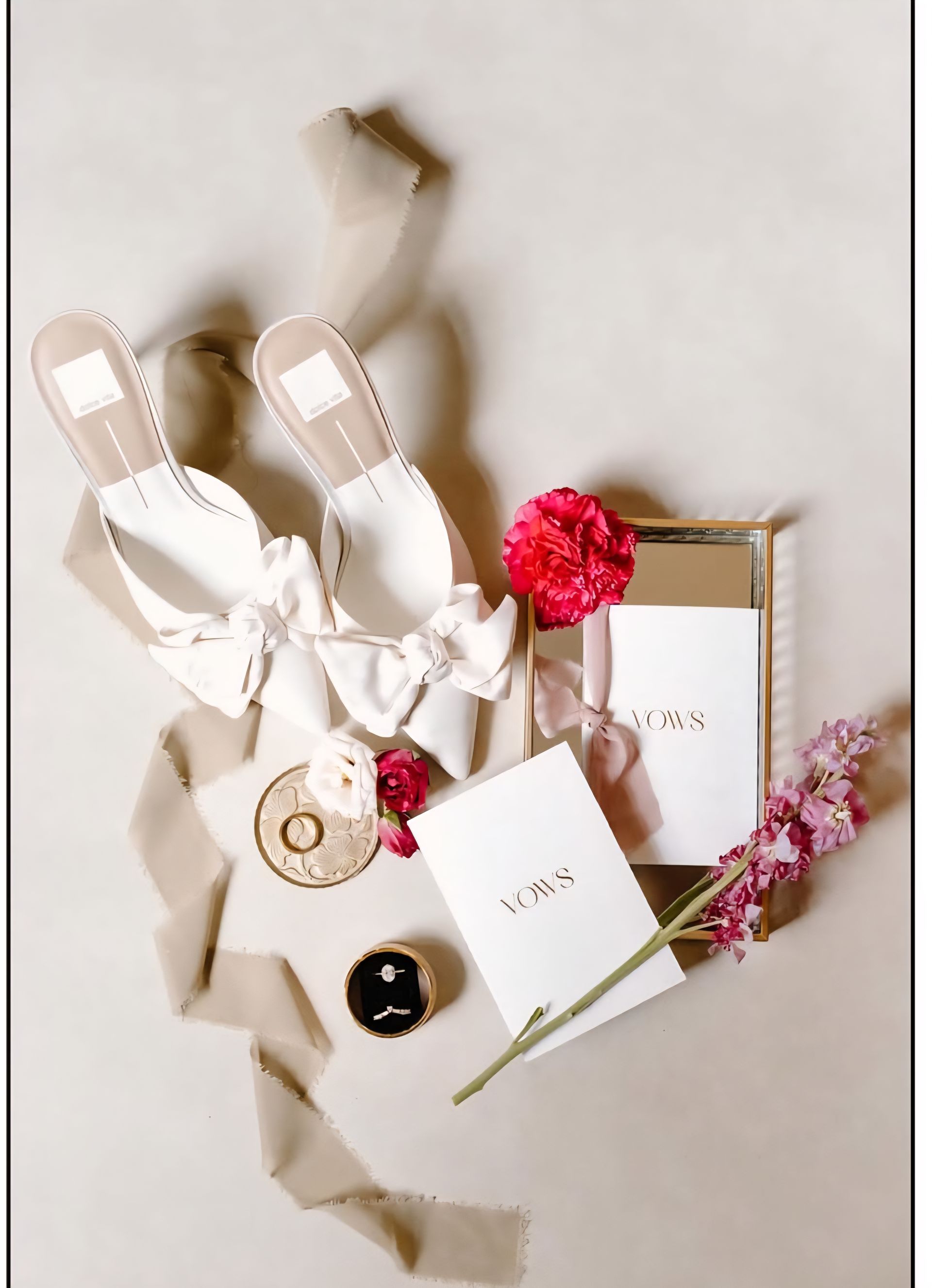 minimal white and pink wedding detail shot