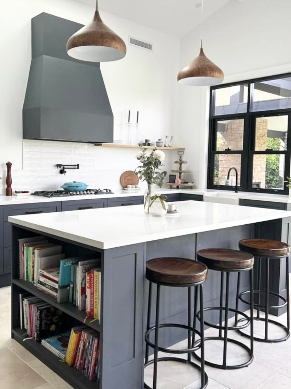 A Kitchen With a Large Island and Stools — Kenross Kitchens In Erina, NSW