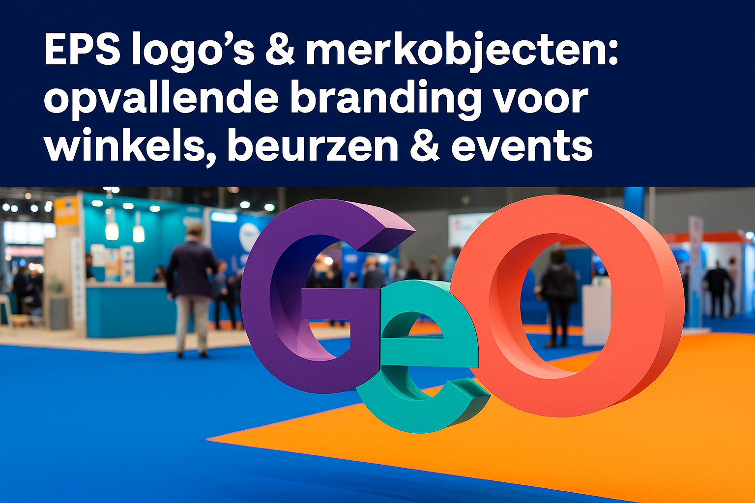 Groot EPS logo als merkobject op een event of beursstand
