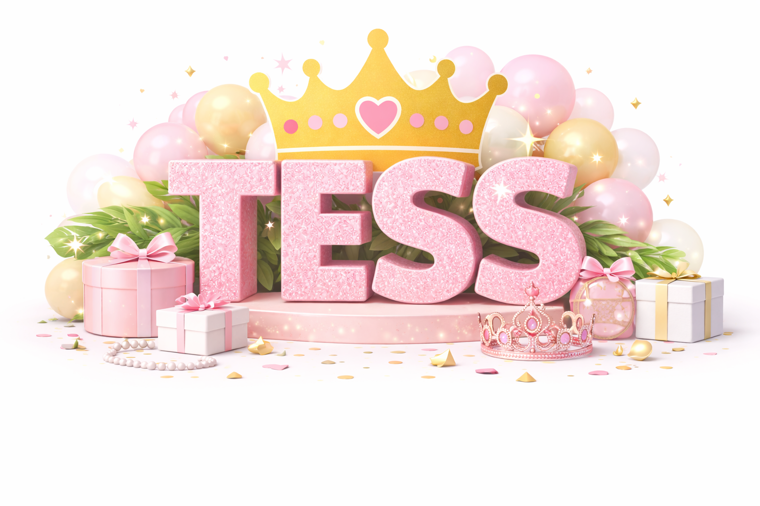 Voorbeeld feestletters: naam met kroon