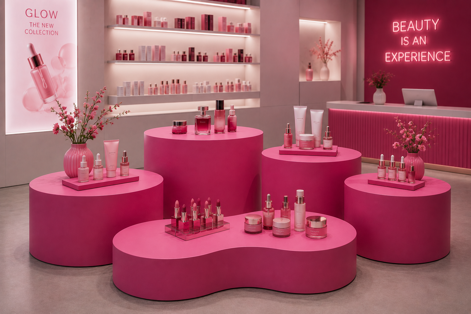 Cosmetic display podiums