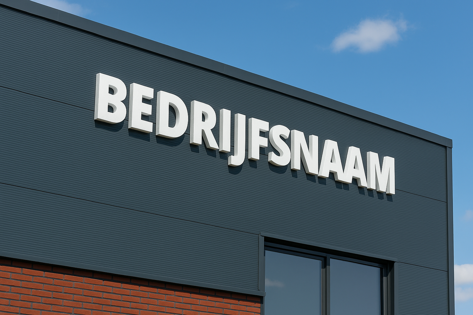 Voorbeeld van EPS gevel letters op een bedrijfsgevel