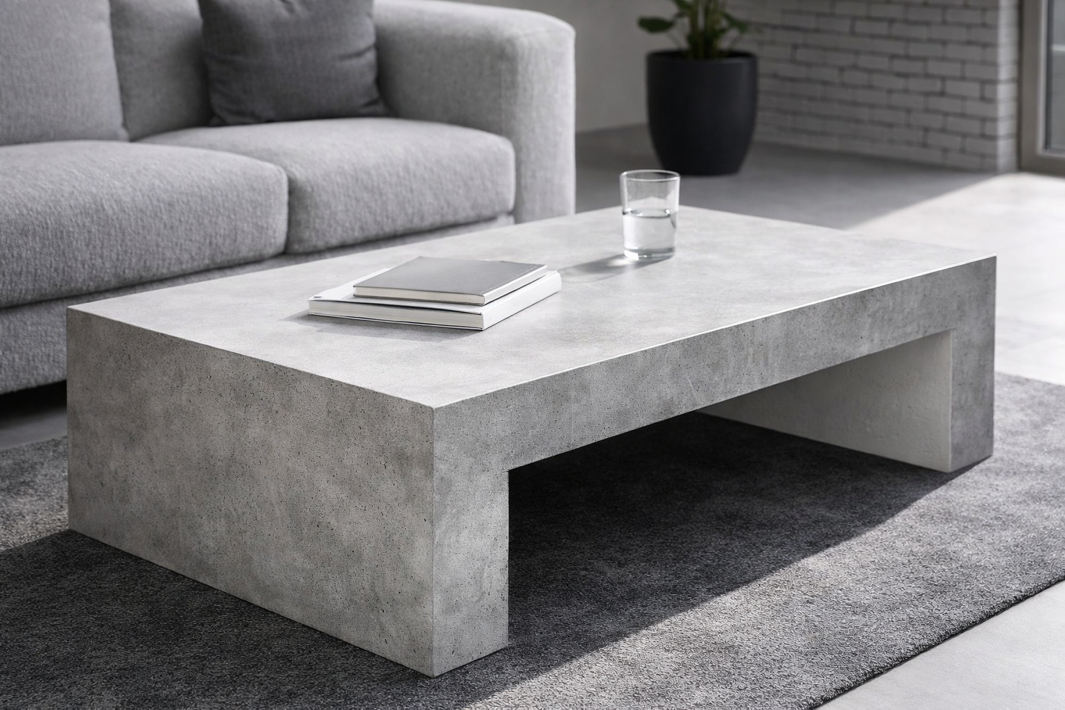 Voorbeeld van lichtgewicht meubel met betonlook afwerking op EPS kern