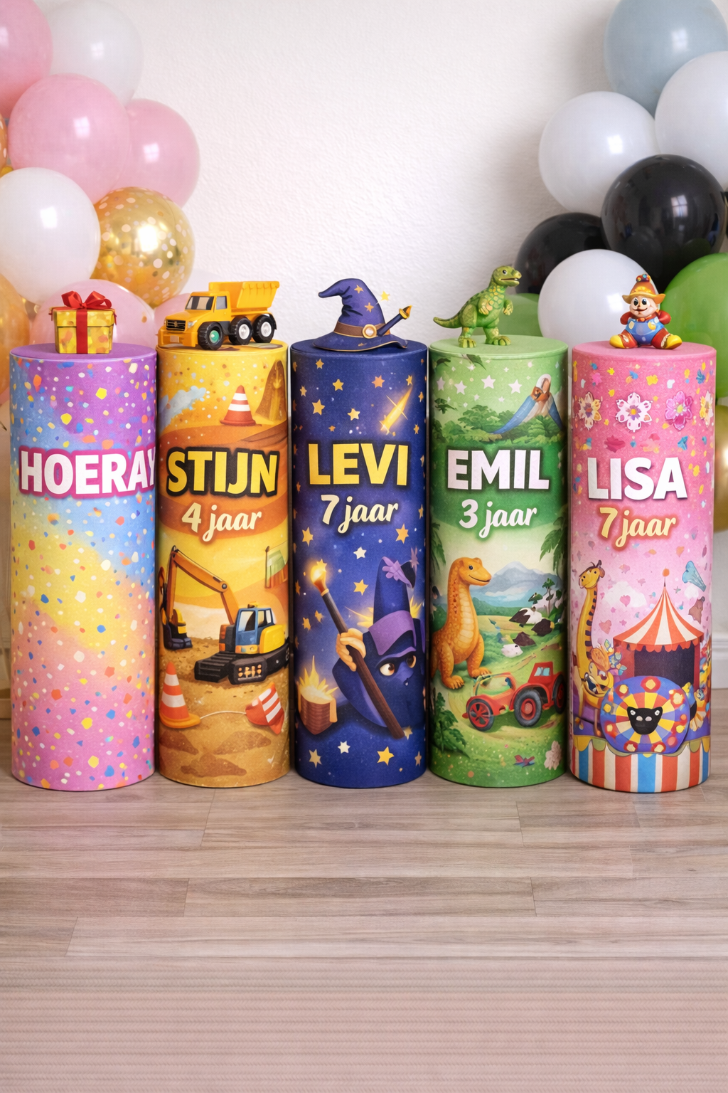 Jungle thema feestzuil met naamletters