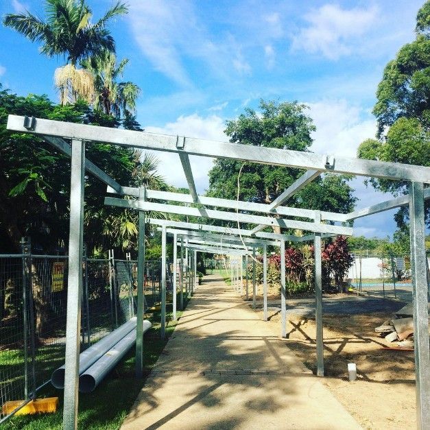 A Metal Structure is Being Built in a Park — Barry Smith Engineering Pty Ltd in Coffs Harbour, NSW