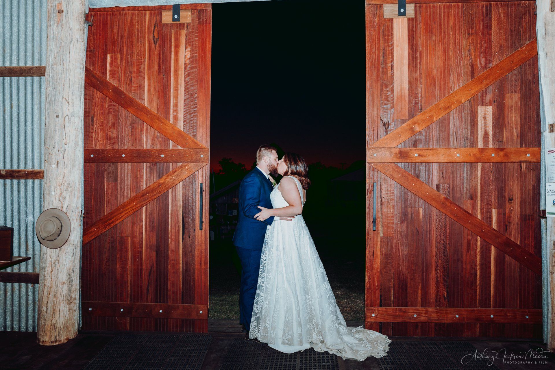 Greenvalley Barn Bride and Groom at Night