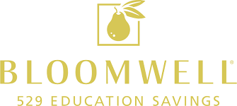The logo for bloomwell 529 education savings has a pear in a square.