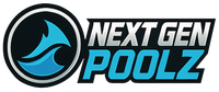 Next Gen Poolz logo with a blue wave icon and black and blue text on white background