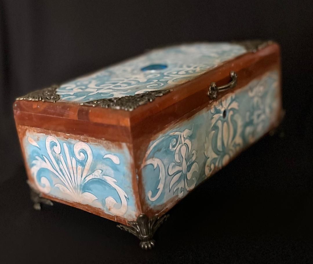 Antique 9x5 Cedar Box Hand Painted