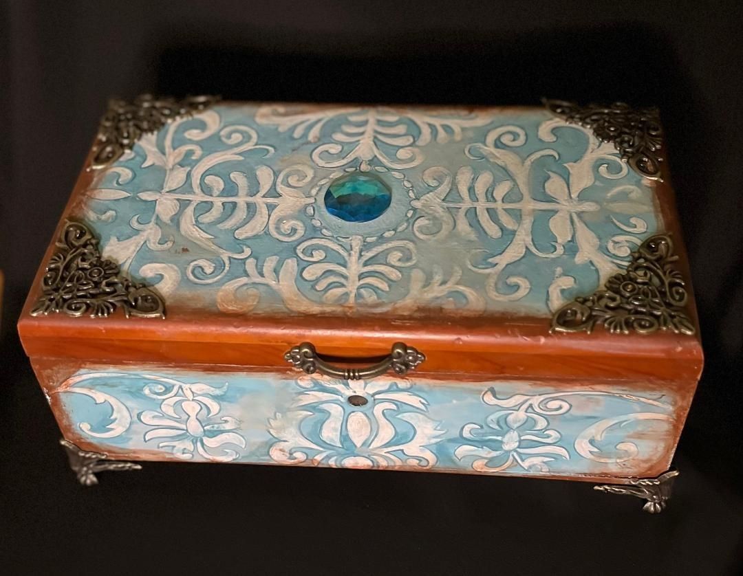 Antique 9x5 Cedar Box Hand Painted