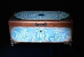 Antique 9x5 Cedar Box Hand Painted