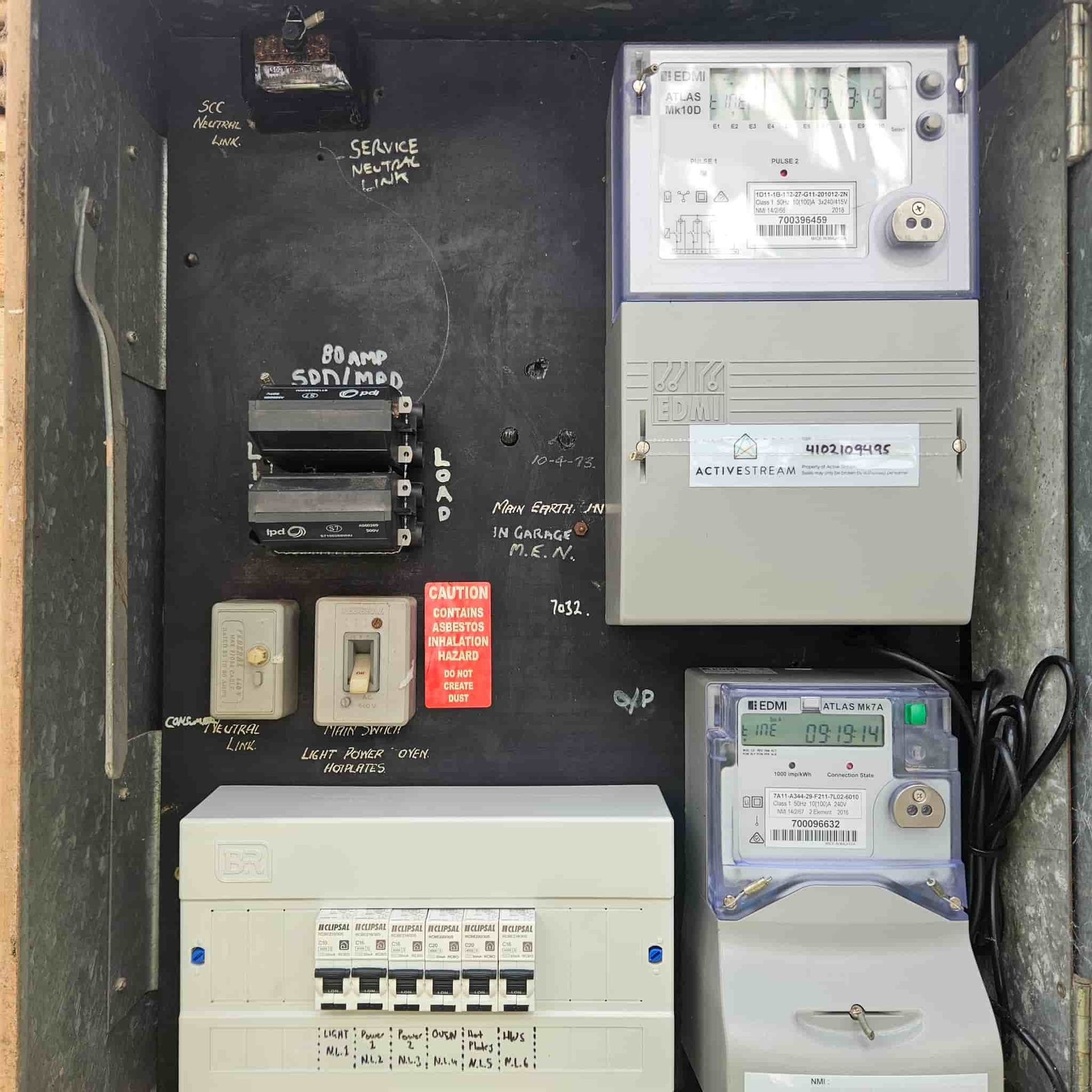 An Electrical Box with A Red Sign  — KPJ Electrical In Charlestown, NSW