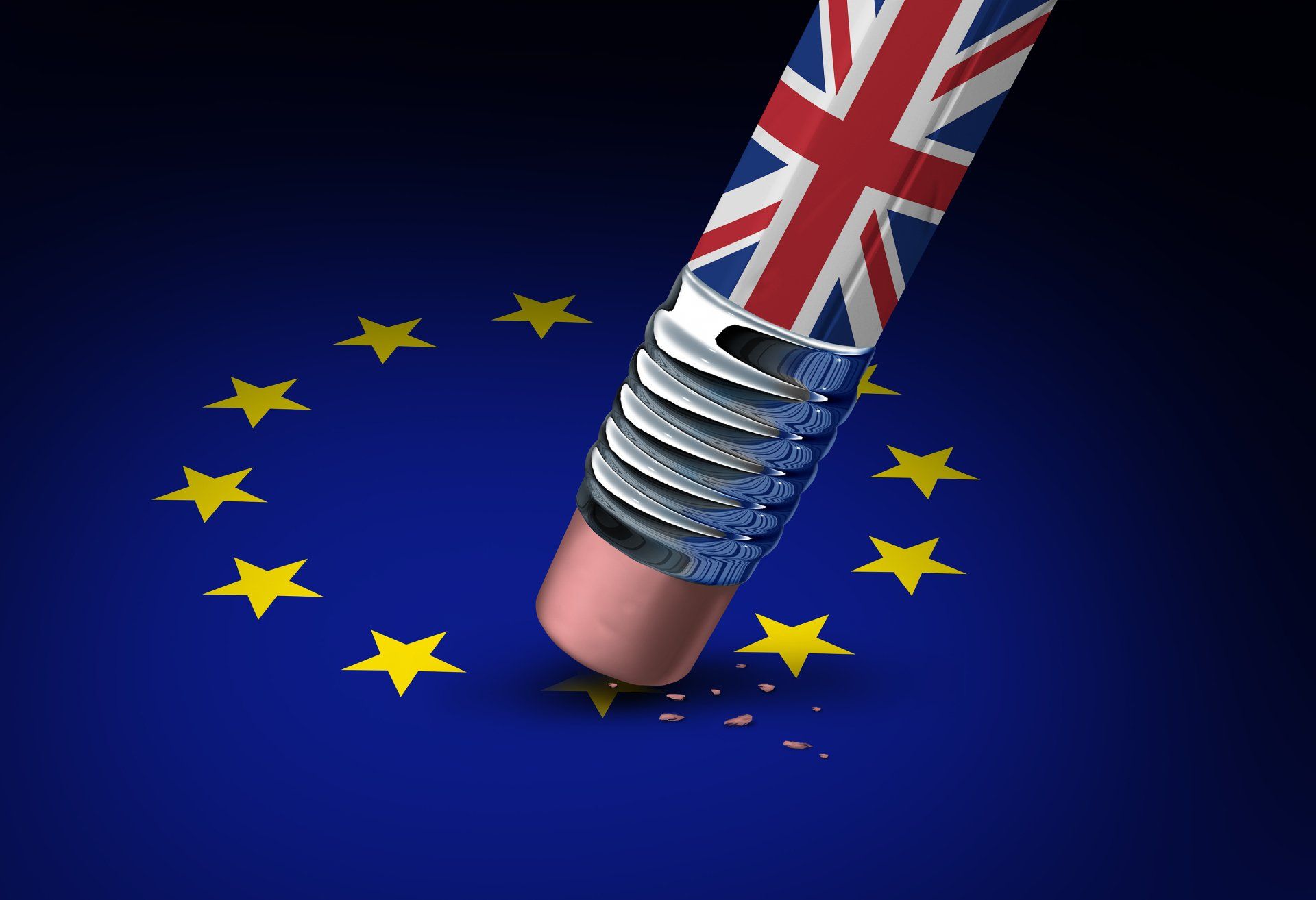 UK pencil rubbing out EU star