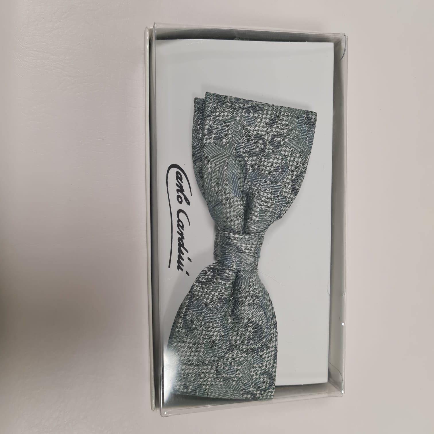 Eine Fliege liegt in einer Schachtel auf einem Tisch.