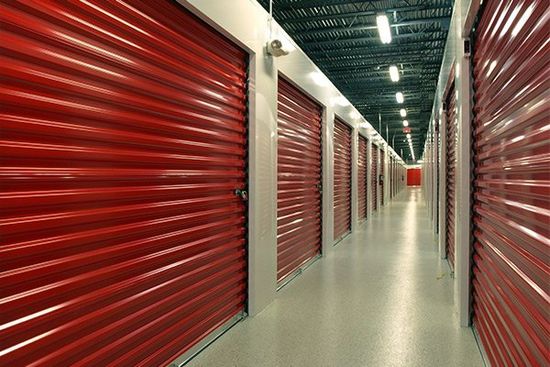 Red door storage units in Hampton