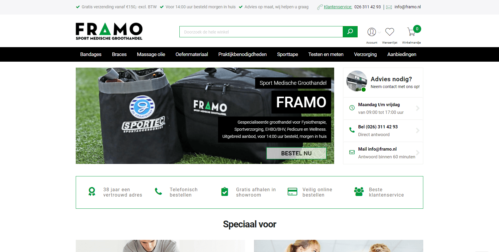 Screenshot website FRAMO