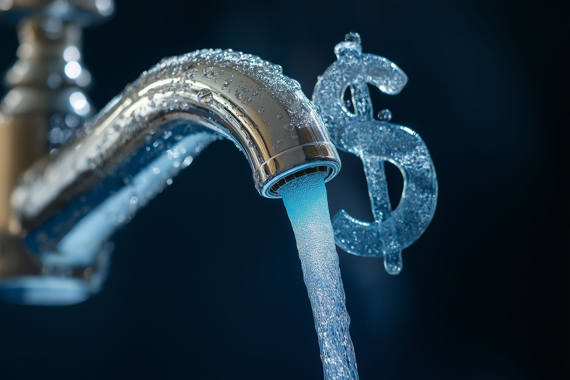 water faucet with dollar sign