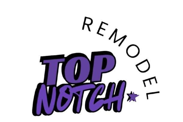 Logo for "Top Notch Remodel" in purple and black, with a star. "Remodel" is arched.