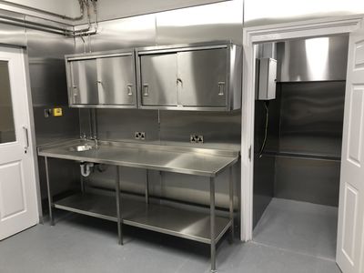 Stainless steel kitchen under construction