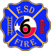 A blue and gold emblem for Ellis County ESD 6