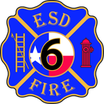 A blue and gold emblem for Ellis County ESD 6