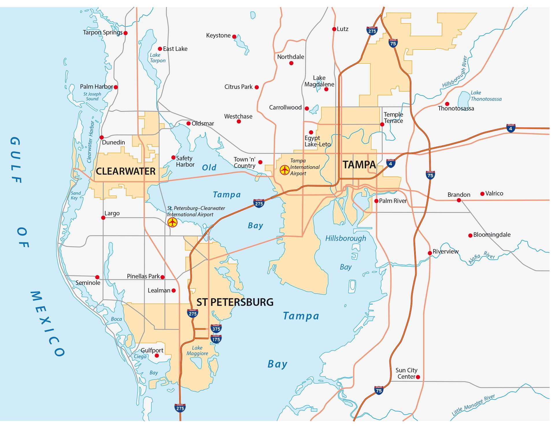 locations of service area