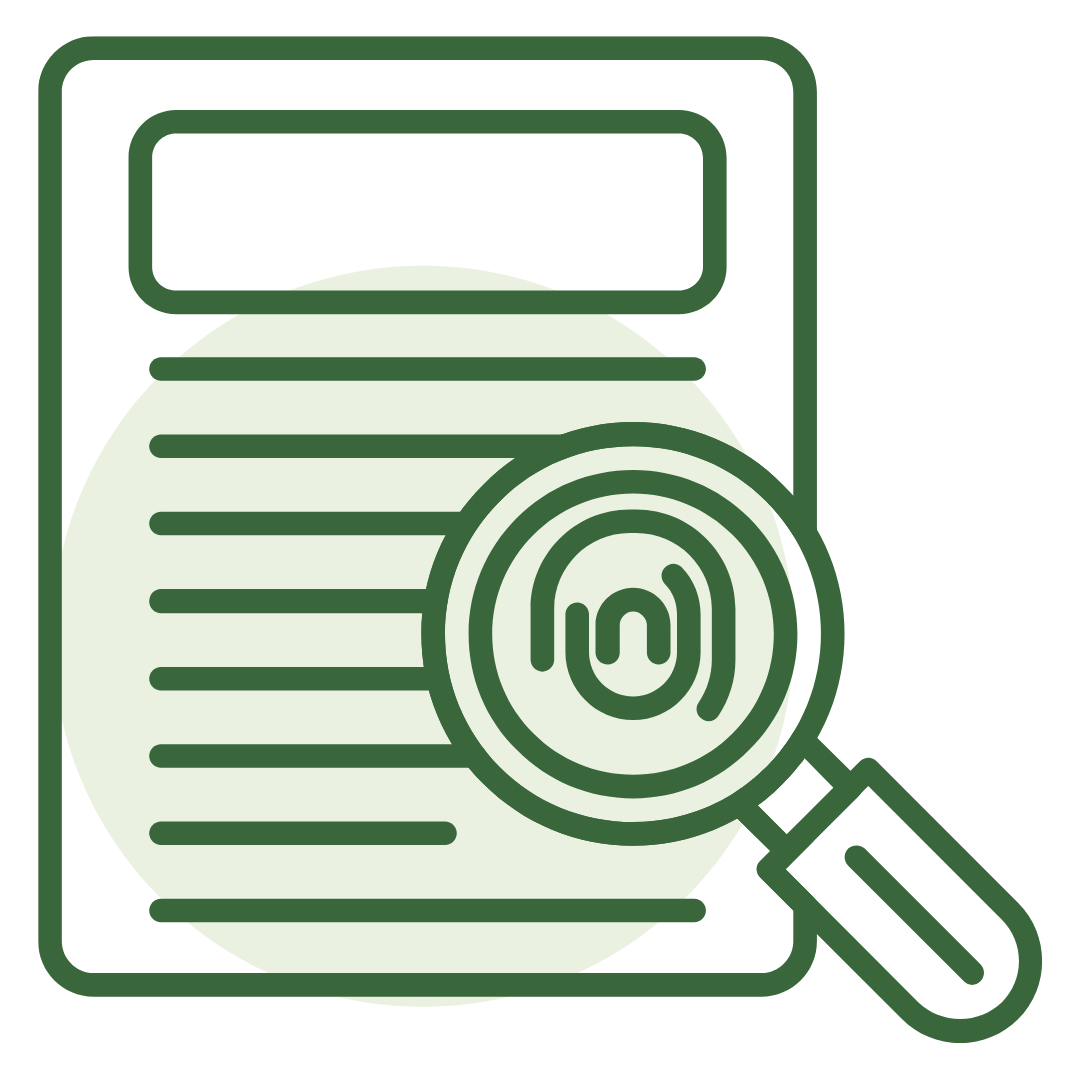 Fingerprint and document graphic representing evidence-based medical care