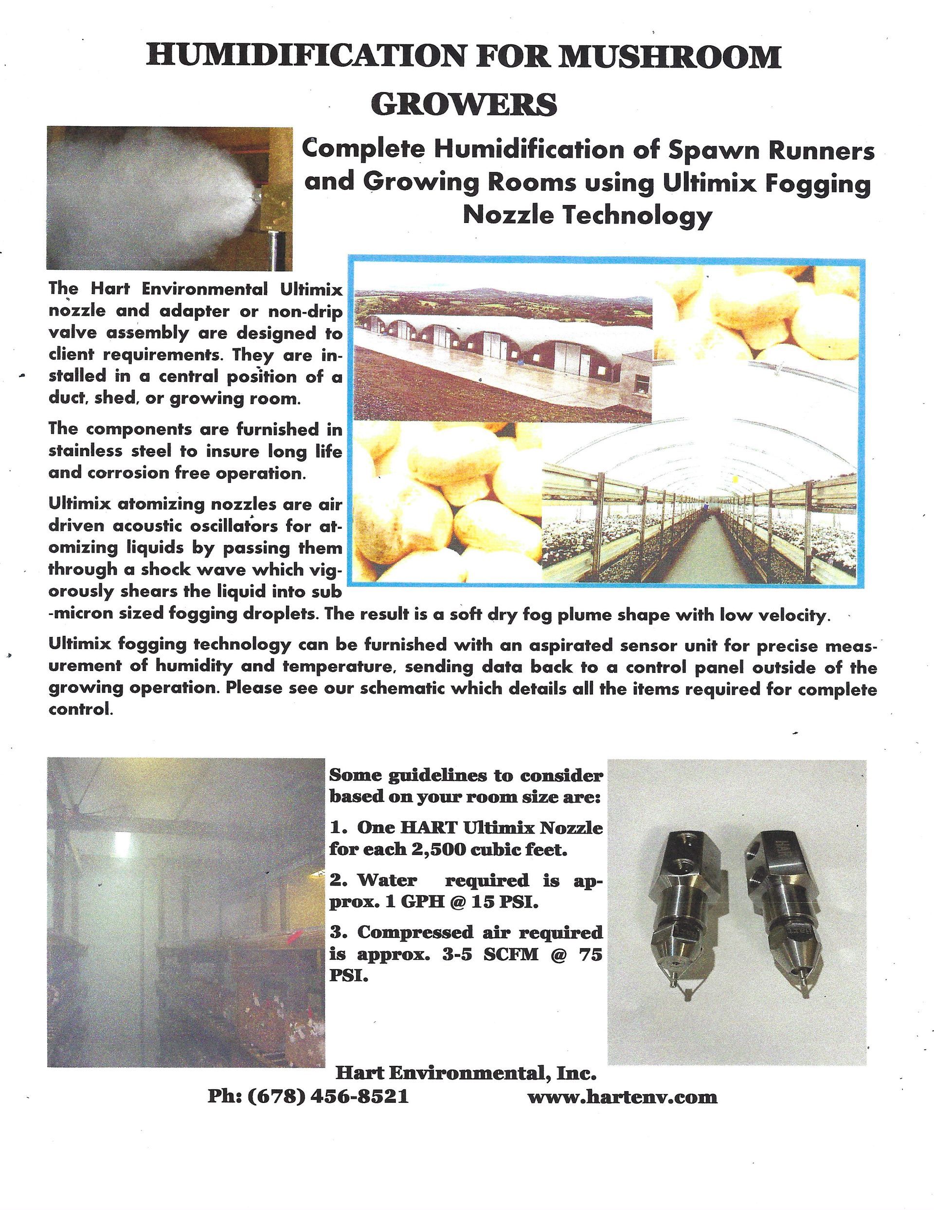 A brochure about humidification for mushrooms growers