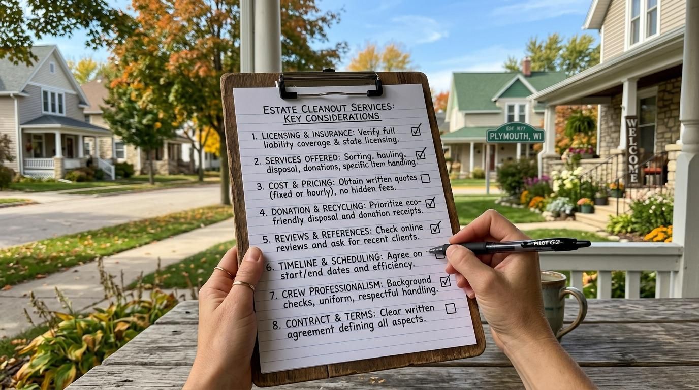 Estate cleanout professionals working in Plymouth, WI
